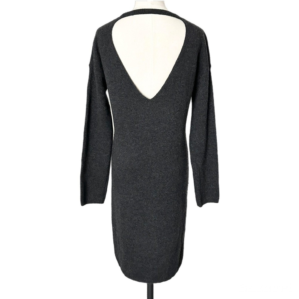 360 Cashmere Daniella 100% Cashmere Long Sleeve V-Back Sweater Dress Gray Small - Picture 5 of 9